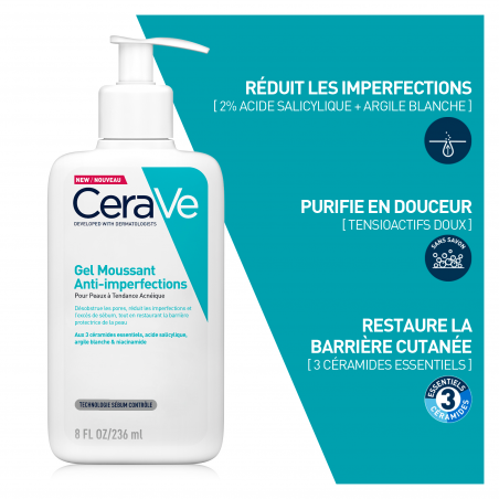 Gel Moussant Anti-imperfections à l'Acide Salicylique et aux 3 Céramides Essentiels