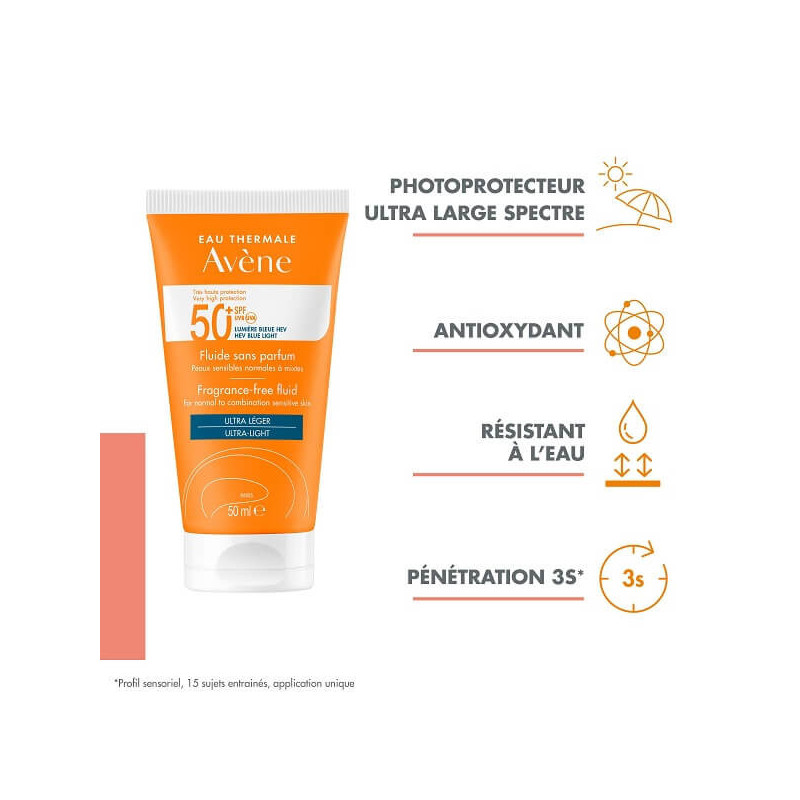 Avene Solaire SPF50+ Fluide ss parfum - Parmarket