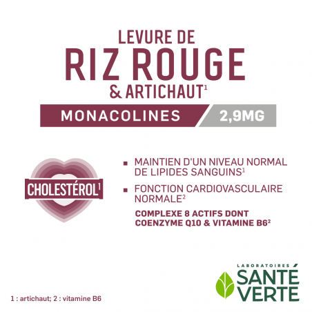 Santé Verte Levure de riz rouge & Artichaut - Paramarket Santé Verte Levure de riz rouge & Artichaut - Paramarket