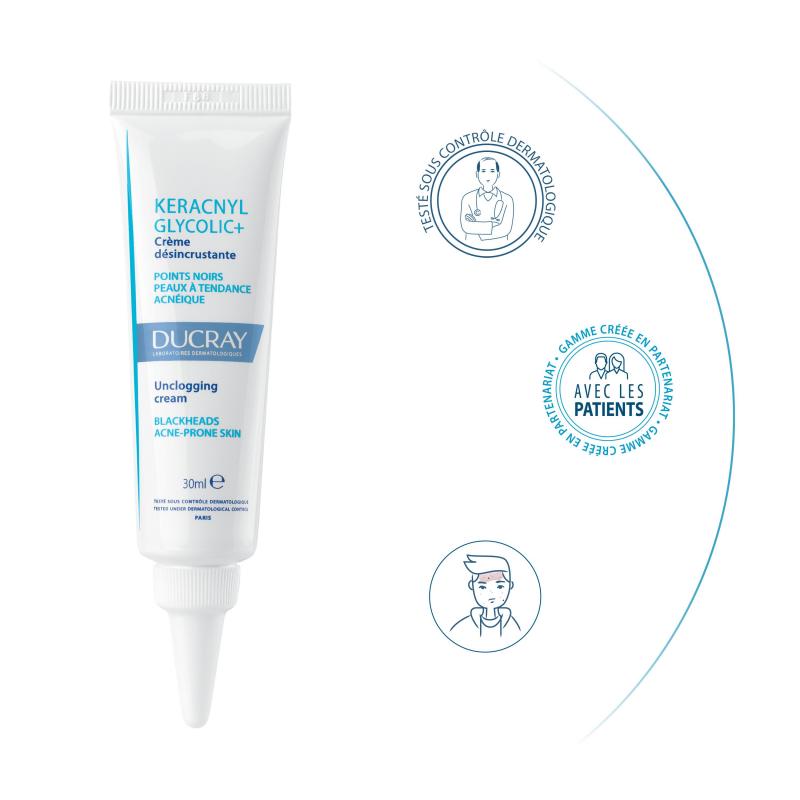 Ducray Keracnyl Glycolic crème désincrustante - Paramarket.com