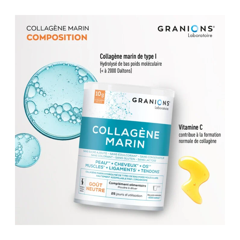 Granions Collagène Marin Type 1 Gout neutre - Paramarket.com