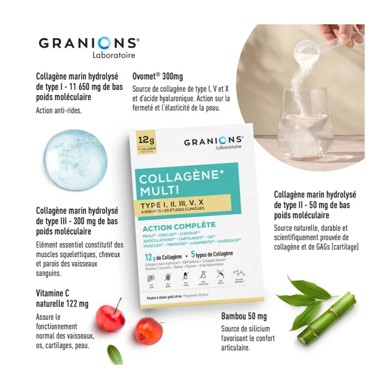 Granions Collagène+ Multi type I, II, III, V, X Poudre – Paramarket.com