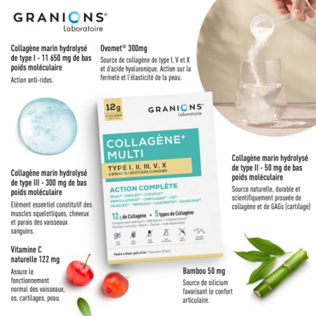Granions Collagène+ Multi type I, II, III, V, X Poudre – Paramarket.com Granions Collagène+ Multi type I, II, III, V, X Poudre – Paramarket.com