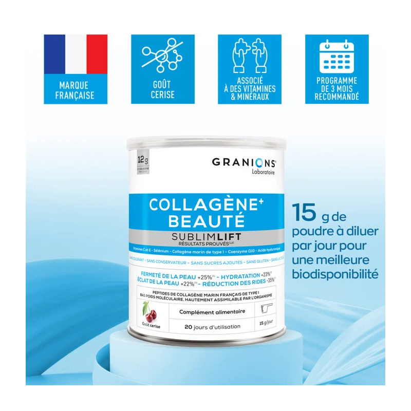 Granions Collagene+ Sublimlift Beauté Poudre Gout Cerise – Paramarket.com