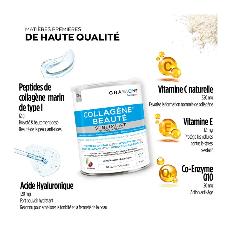 Granions Collagene+ Sublimlift Beauté Poudre Gout Cerise – Paramarket.com