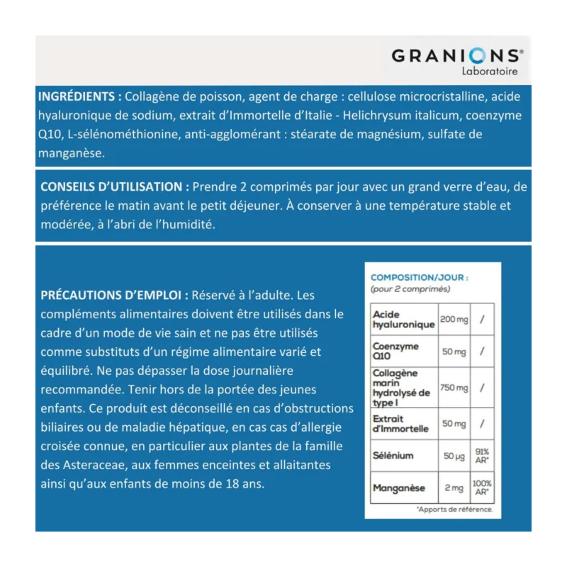 Granions Collagène Complexe Anti-âge Acide hyaluronique & Coenzyme Q10 – Paramarket.com