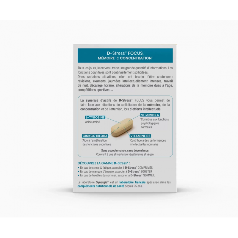 Synergia D-Stress Focus Soutient la mémoire & la concentration – Paramarket.com