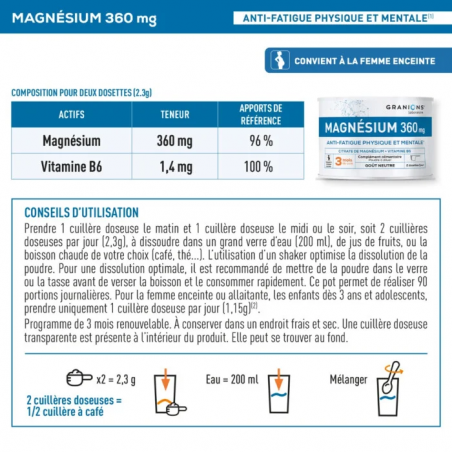Granions Citrate De Magnesium 360mg Poudre – Paramarket.com