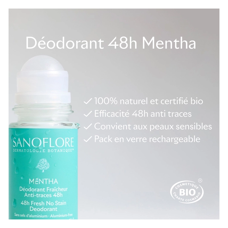 Sanoflore Déodorant Mentha 48h Roll-on - Paramarket.com