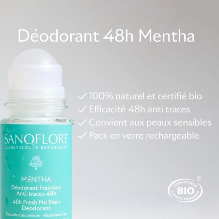 Sanoflore Déodorant Mentha 48h Roll-on Recharge - Paramarket.com