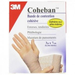 Coheban Bande Contention Cohésive 7Cmx3M Blanc de 3M Sante