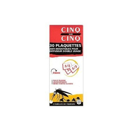 Diffuseur Anti-Moustique Recharge Plaquette de Cinq Sur Cinq Diffuseur Anti-Moustique Recharge Plaquette de Cinq Sur Cinq